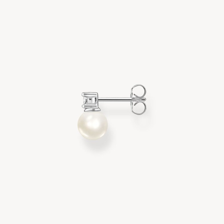 THOMAS SABO Single Ear Stud Pearl with White Stone Silver 