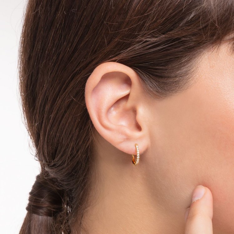 THOMAS SABO Single Hoop Earring White Stones Gold 