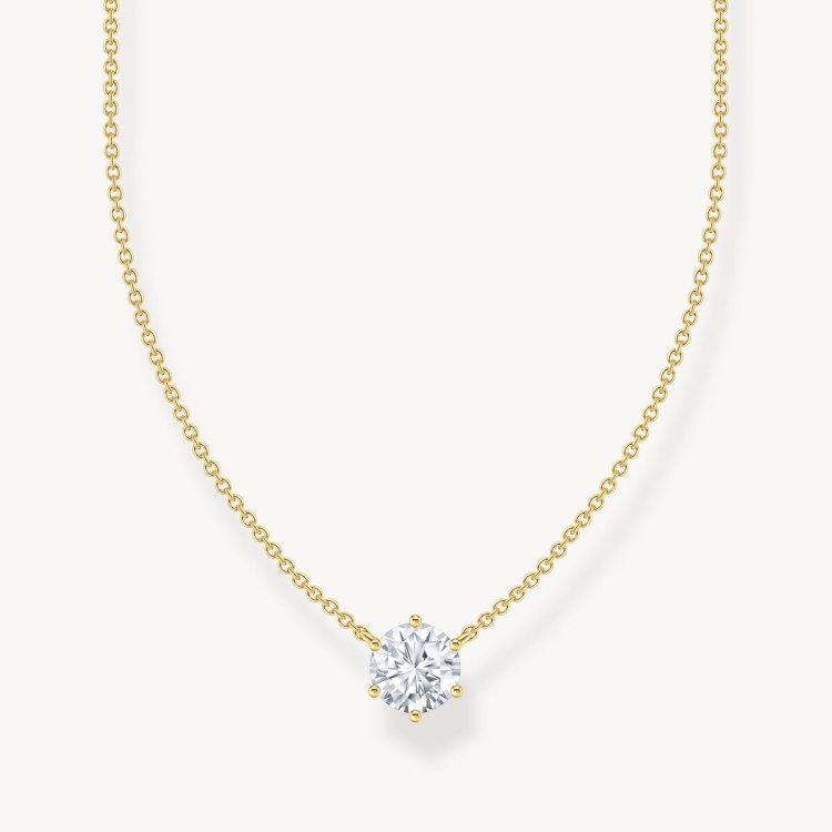 THOMAS SABO Gold-Plated Necklace with White Zirconia Pendant