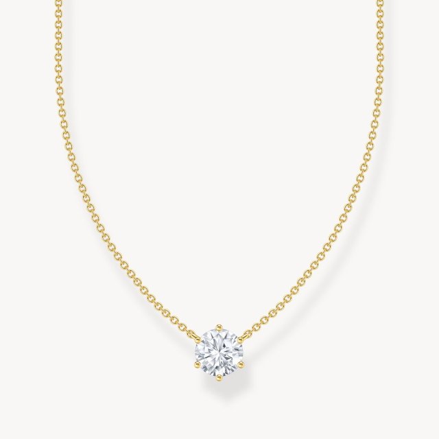 THOMAS SABO Gold-Plated Necklace with White Zirconia Pendant