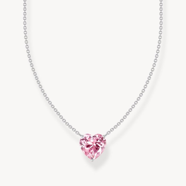 THOMAS SABO Silver Necklace with Pink Heart-Shaped Pendant