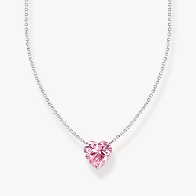 THOMAS SABO Silver Necklace with Pink Heart-Shaped Pendant