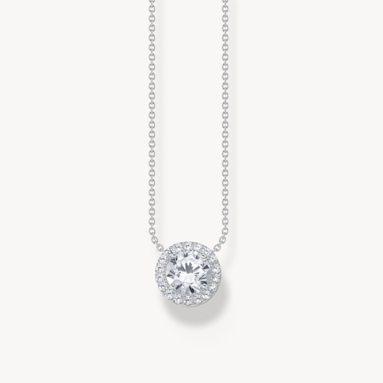 THOMAS SABO Necklace Silver with Halo Pedant with White Zirconia 