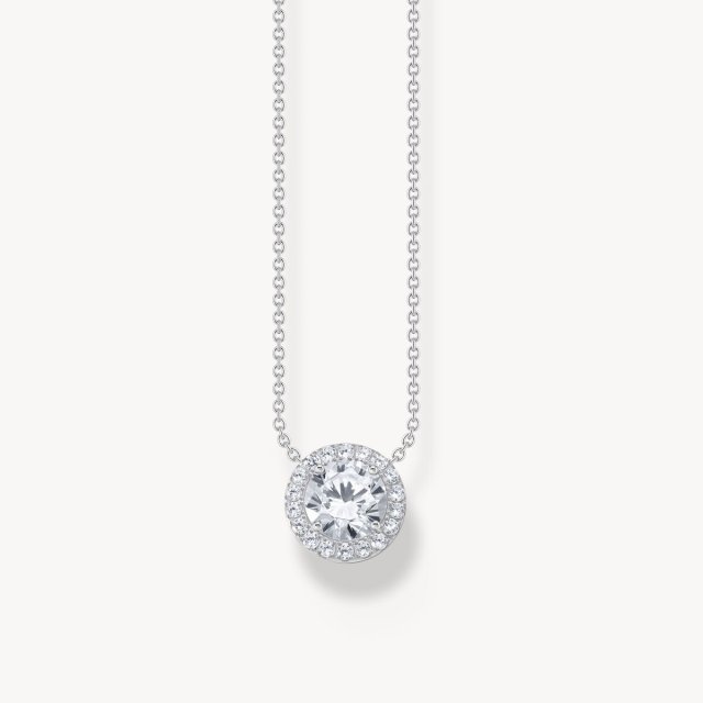 THOMAS SABO Necklace Silver with Halo Pedant with White Zirconia 