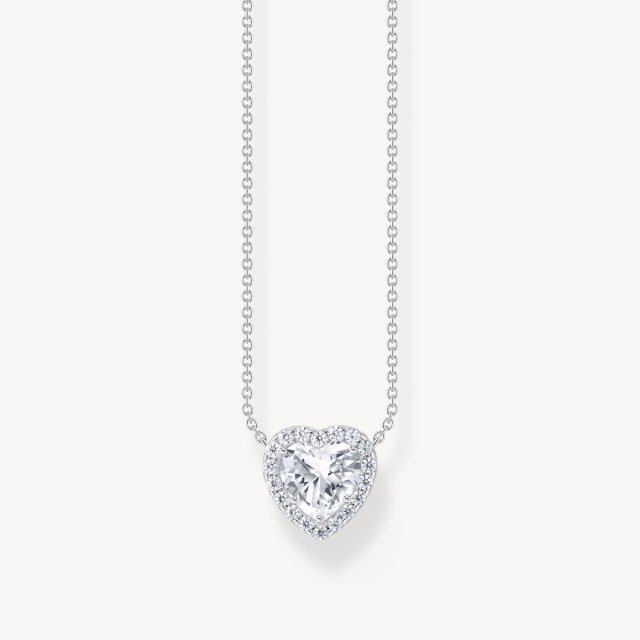 THOMAS SABO Silver Necklace with Heart-Shaped Halo Pendant