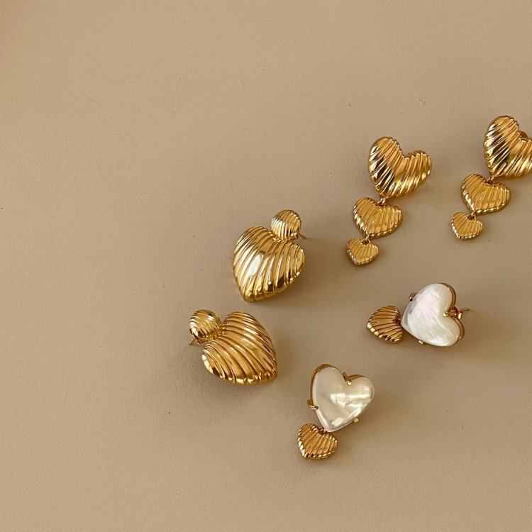 24KAE Heartshaped Statement Earrings