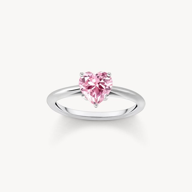 THOMAS SABO Silver Ring with Pink Heart-Shaped Zirconia