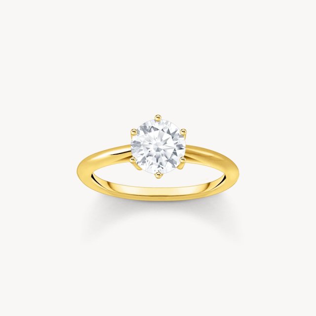 THOMAS SABO Gold-Plated Ring with White Zirconia in Brilliant Cut
