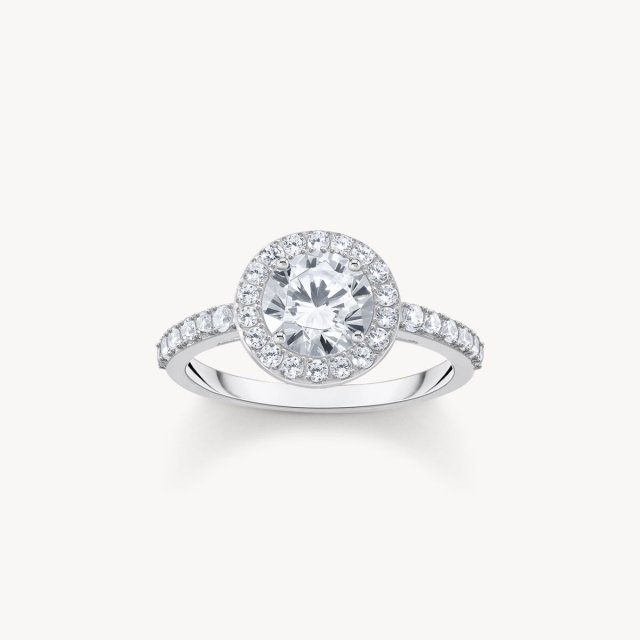 THOMAS SABO Silver Halo Ring with White Zirconia in Brilliant Cut