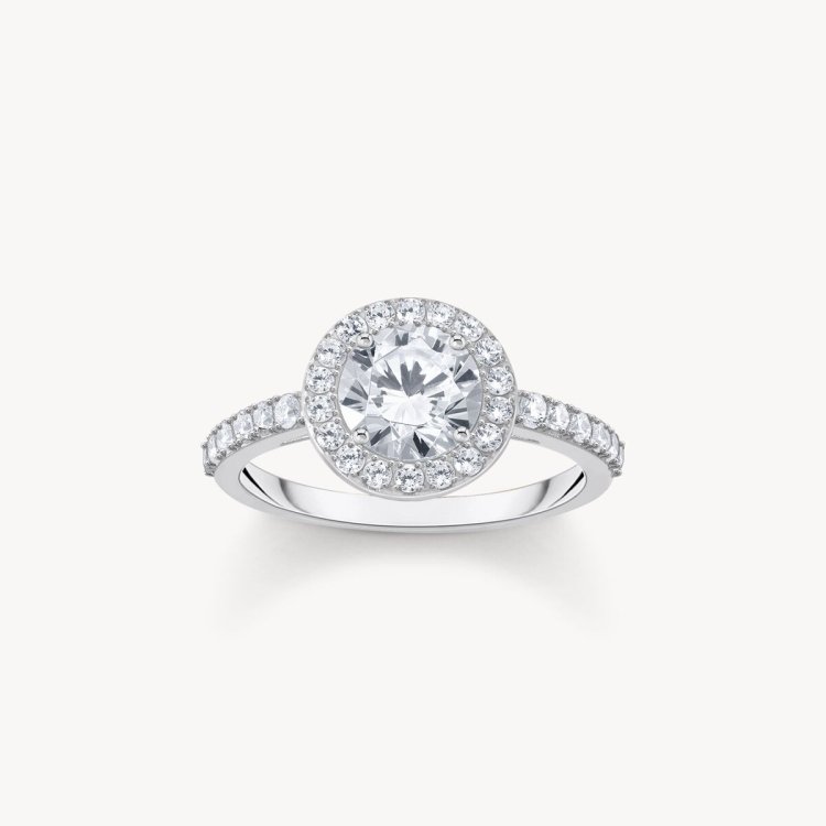 THOMAS SABO Silver Halo Ring with White Zirconia in Brilliant Cut
