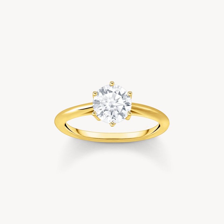 THOMAS SABO Gold-Plated Ring with White Zirconia in Brilliant Cut