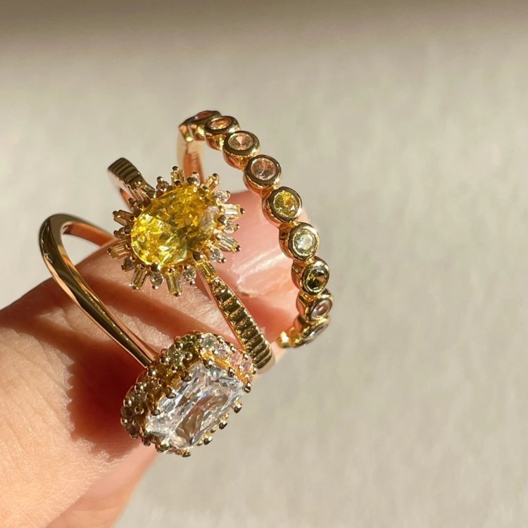 24KAE Ring with Colored Stones