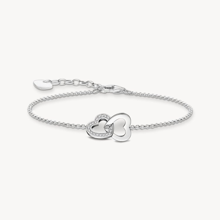 THOMAS SABO Silver Bracelet with Intertwined Hearts Pendant