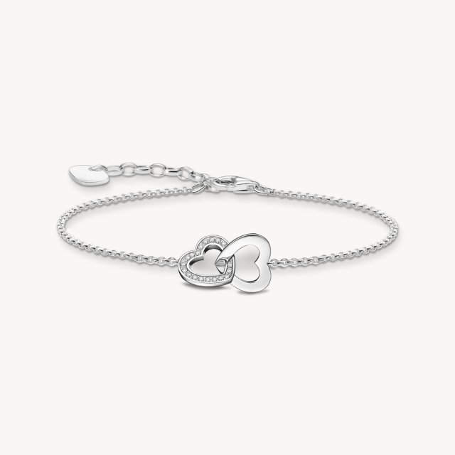 THOMAS SABO Silver Bracelet with Intertwined Hearts Pendant