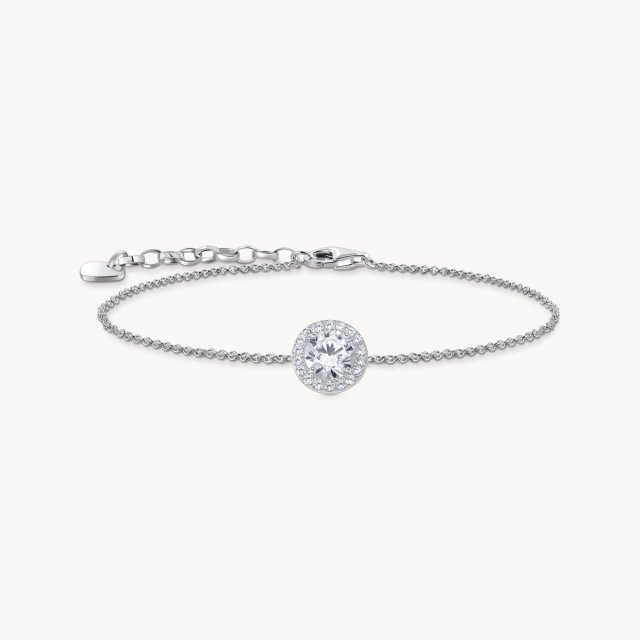 THOMAS SABO Silver Bracelet with Halo Pendant and White Zirconia