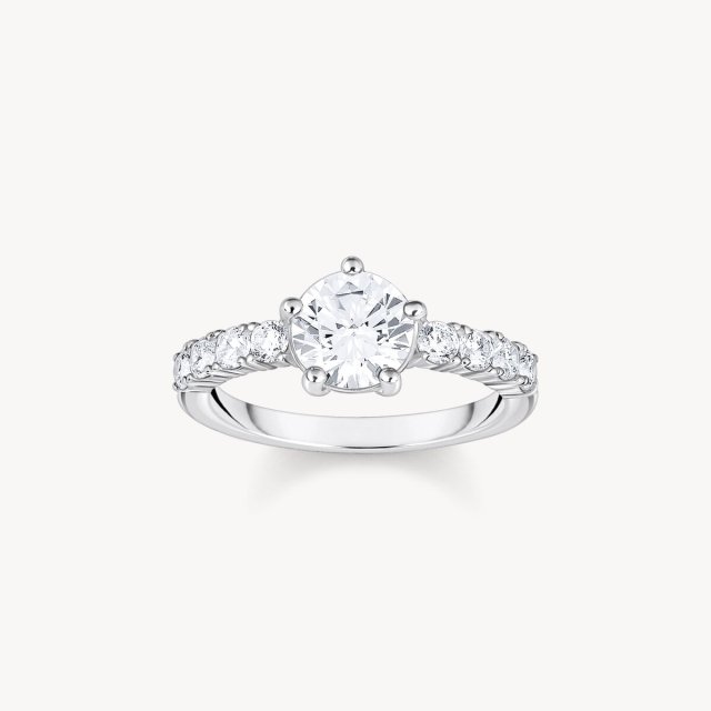 THOMAS SABO Silver Solitaire Ring with White Zirconia in Different Sizes