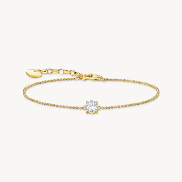 THOMAS SABO Gold-Plated Bracelet with White Zirconia Pendant