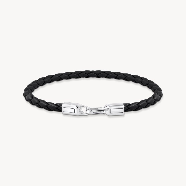 THOMAS SABO Silver Bracelet with Braided Black Leather