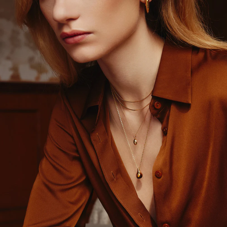 ANIA HAIE Gold Tiger Eye Droplet Pendant Necklace