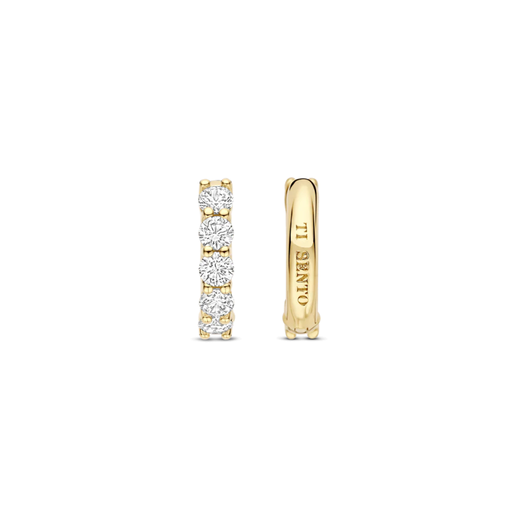 TI SENTO MILANO Gold Plated Hoop Earrings with Zircon in Silver 925