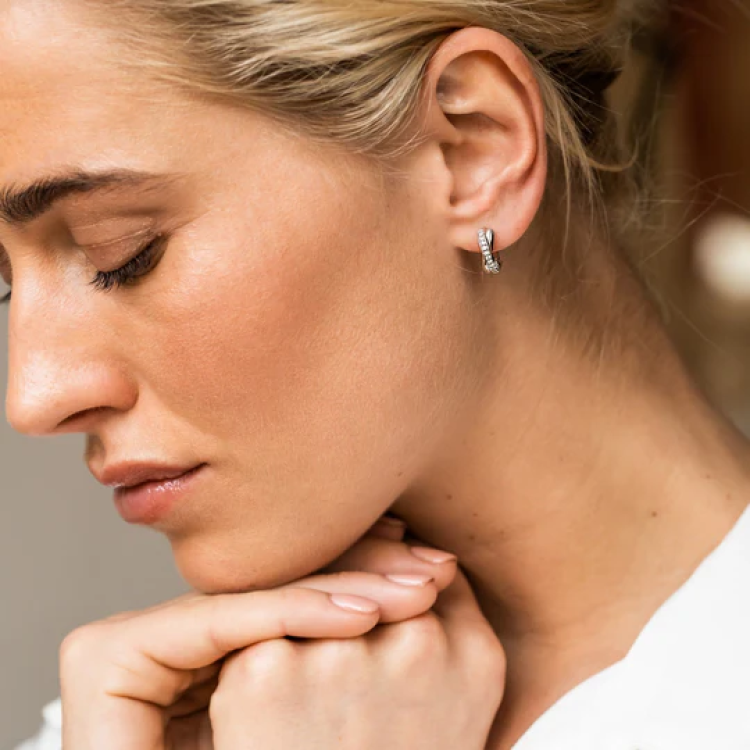 TI SENTO MILANO Huggie Hoop Earrings with Zircon in Silver 925