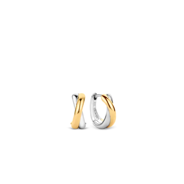 TI SENTO MILANO Huggie Hoop Earrings Two Tone with Zircon in Silver 925