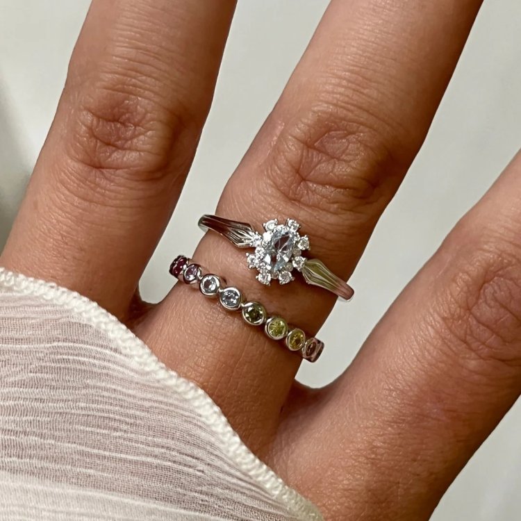 24KAE Ring with Colored Stones