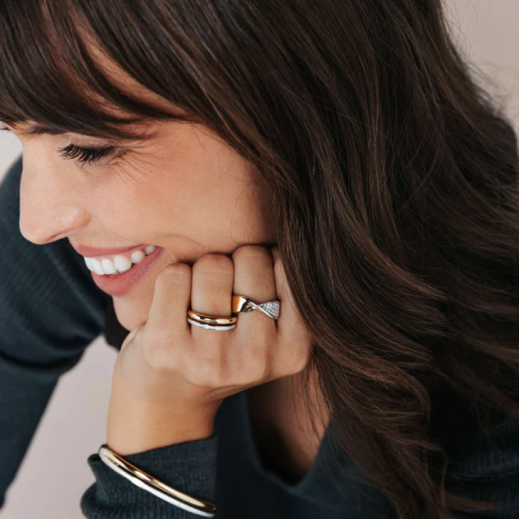 TI SENTO MILANO Two Tone Ring with Zircon in Silver 925