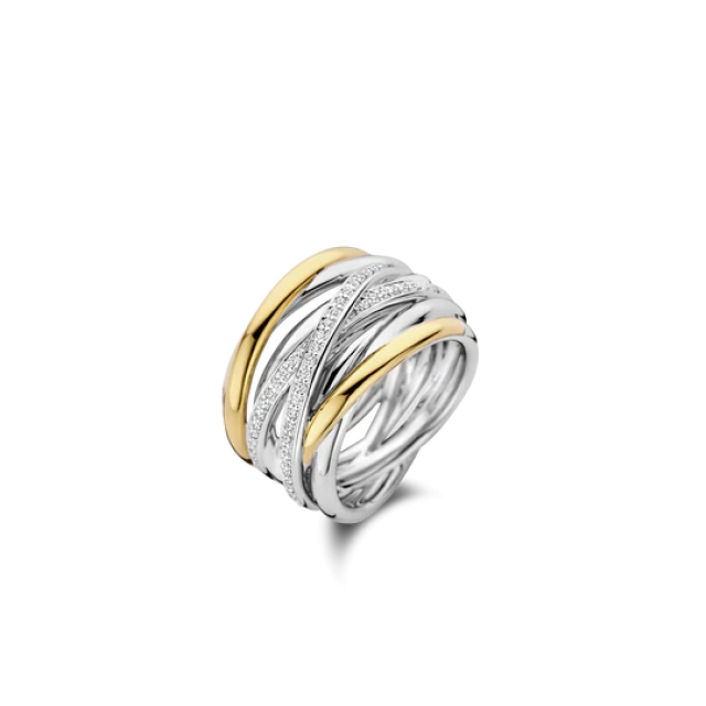 TI SENTO MILANO Two Tone Ring with Zircon in Silver 925