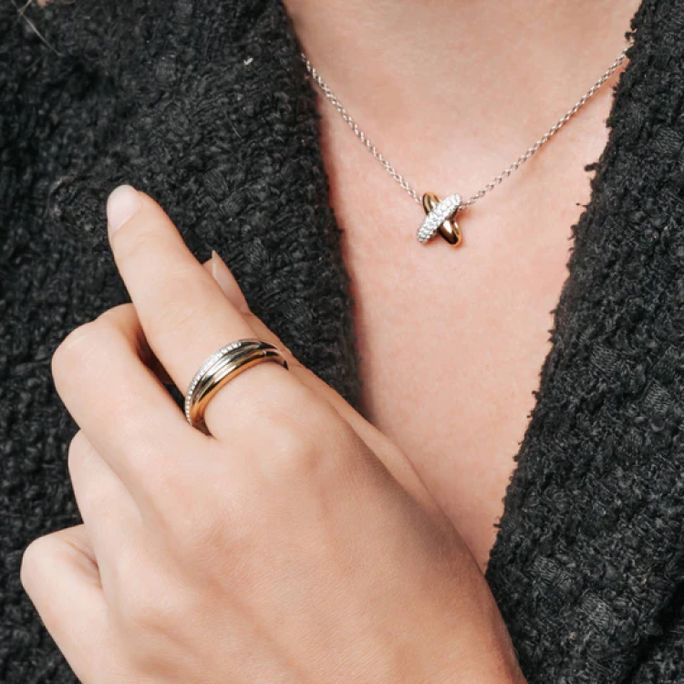 TI SENTO MILANO Two Tone Ring with Zircon in Silver 925