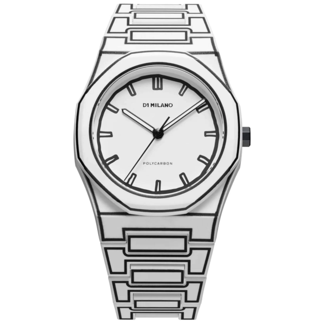 D1 MILANO POLYCARBON WHITE SKETCH 2D 40MM Stainless Steel Bracelet 