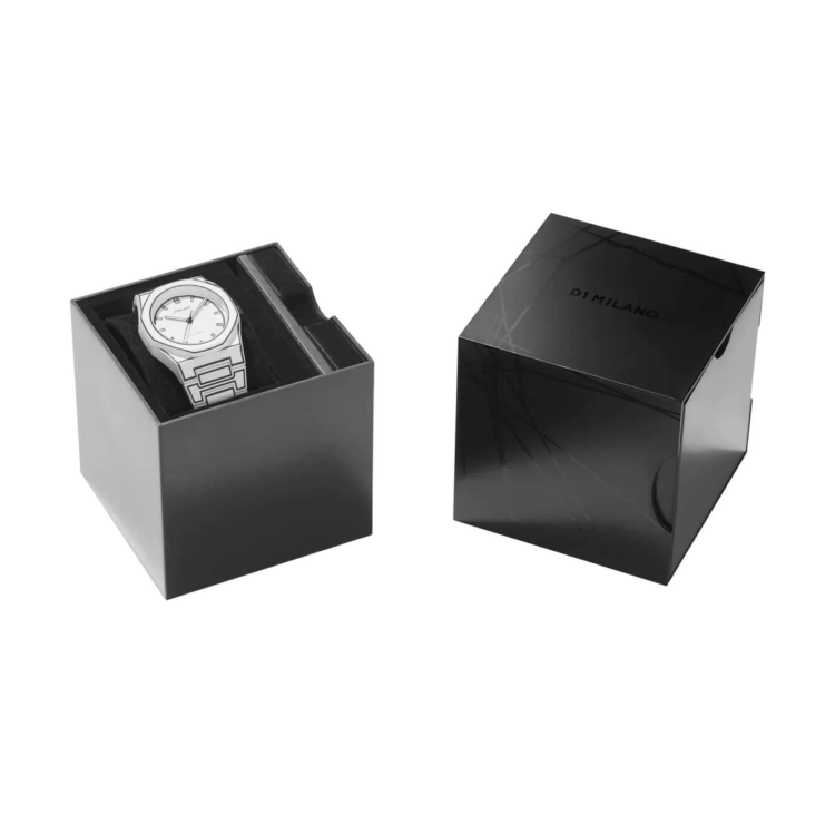 D1 MILANO POLYCARBON WHITE SKETCH 2D 40MM Stainless Steel Bracelet 