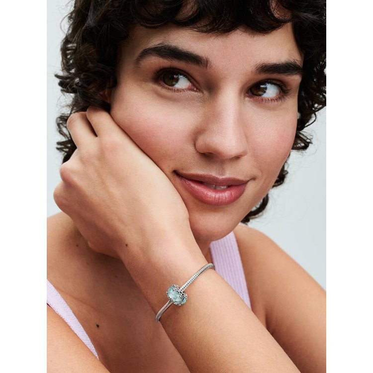 PANDORA ΜΟΜΕΝΤS Σύμβολο Χειμωνιάτικη Mαγεία με Γαλάζιο Γυαλί Murano