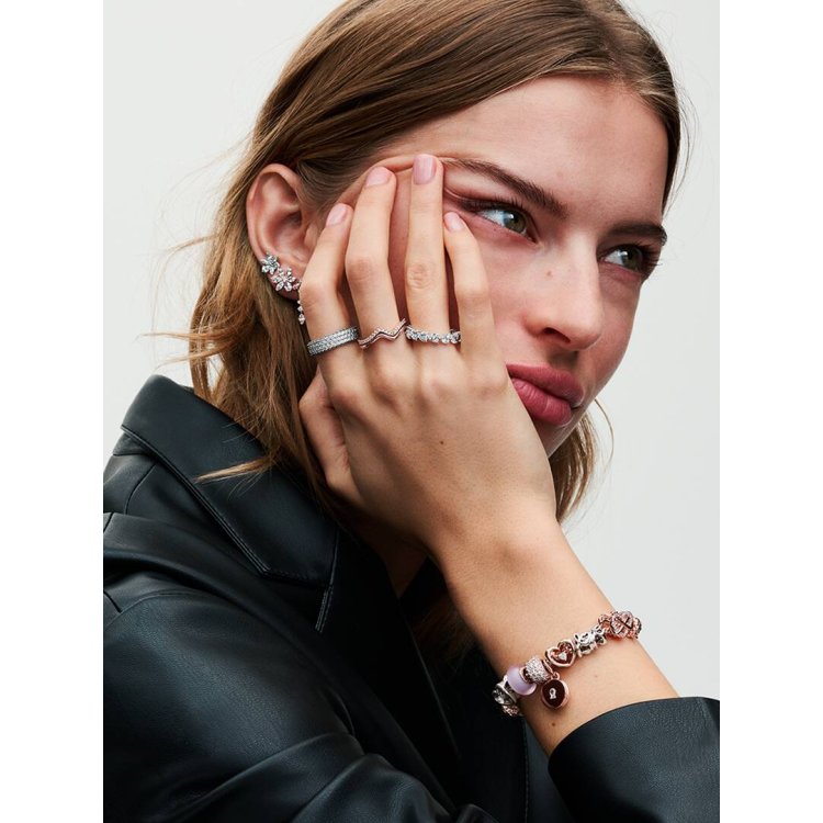 PANDORA MOMENTS Σύμβολο με Mατ Ροζ Γυαλί Murano