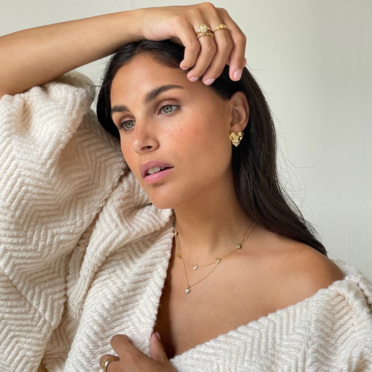 24KAE Silent Love Hearts Necklace 