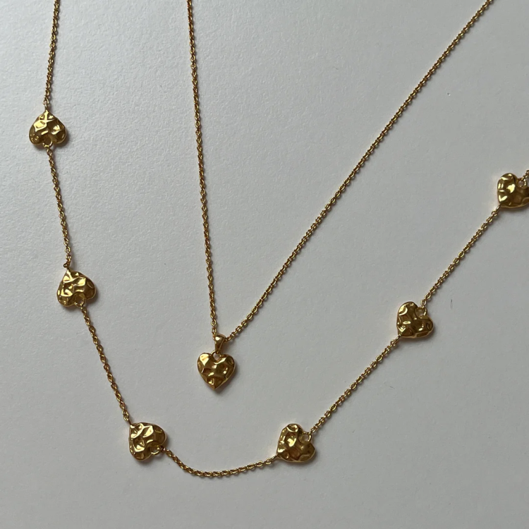 24KAE Silent Love Hearts Necklace 