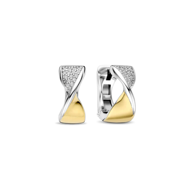 TI SENTO MILANO Two Tone Hoop Earrings with Zircon in Silver 925