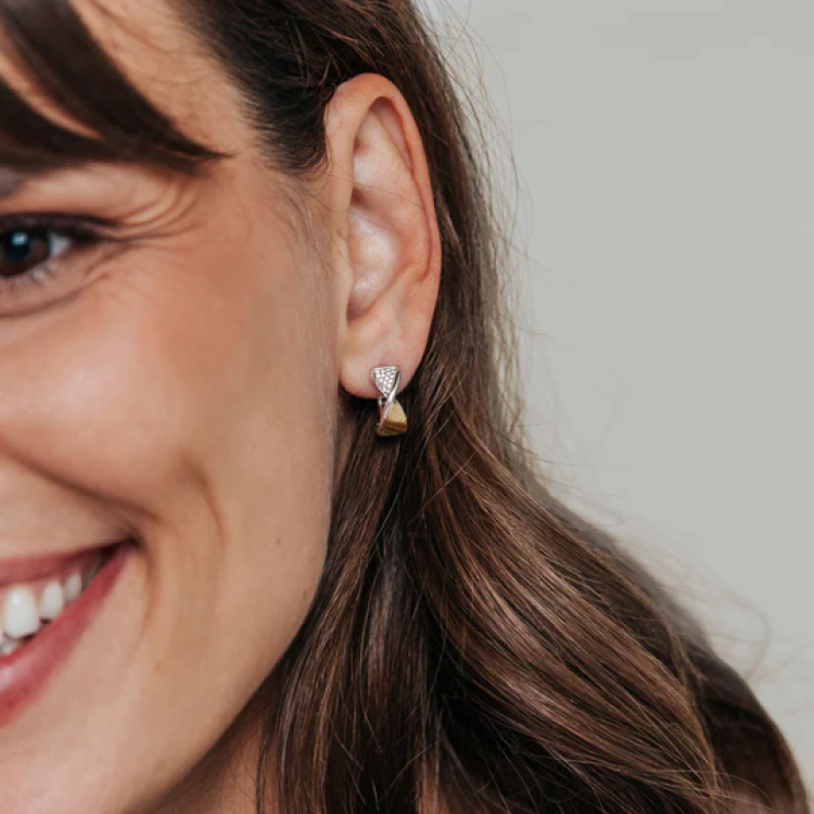 TI SENTO MILANO Two Tone Hoop Earrings with Zircon in Silver 925