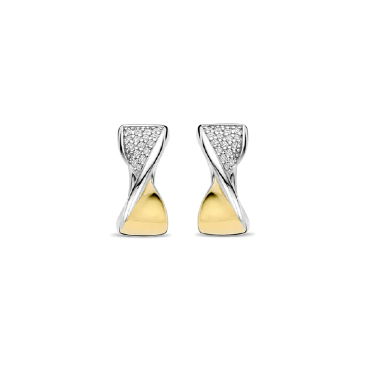 TI SENTO MILANO Two Tone Hoop Earrings with Zircon in Silver 925