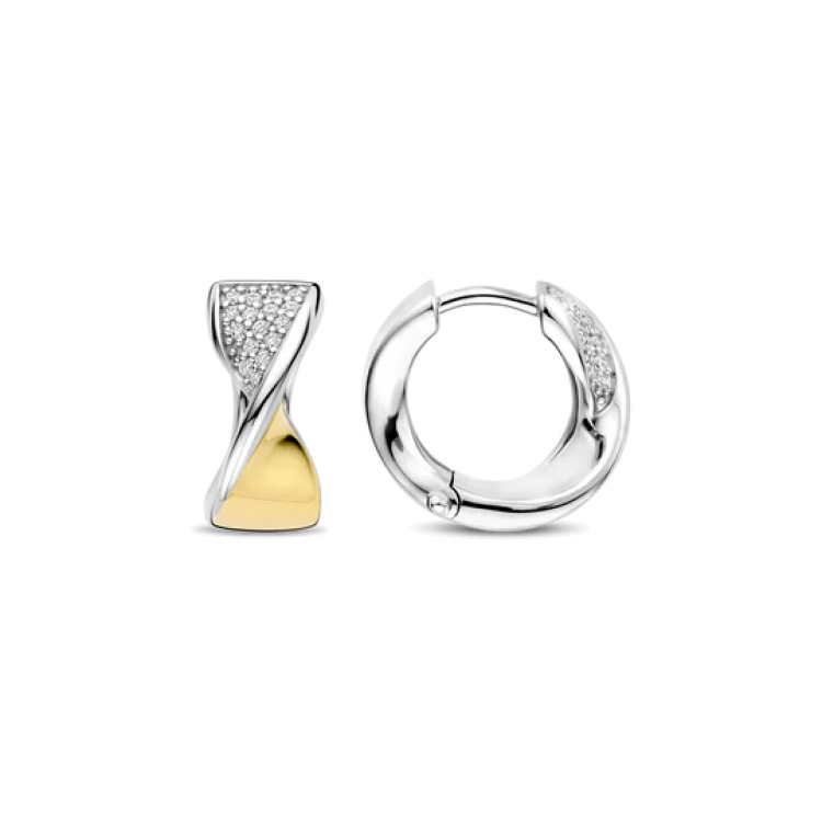 TI SENTO MILANO Two Tone Hoop Earrings with Zircon in Silver 925