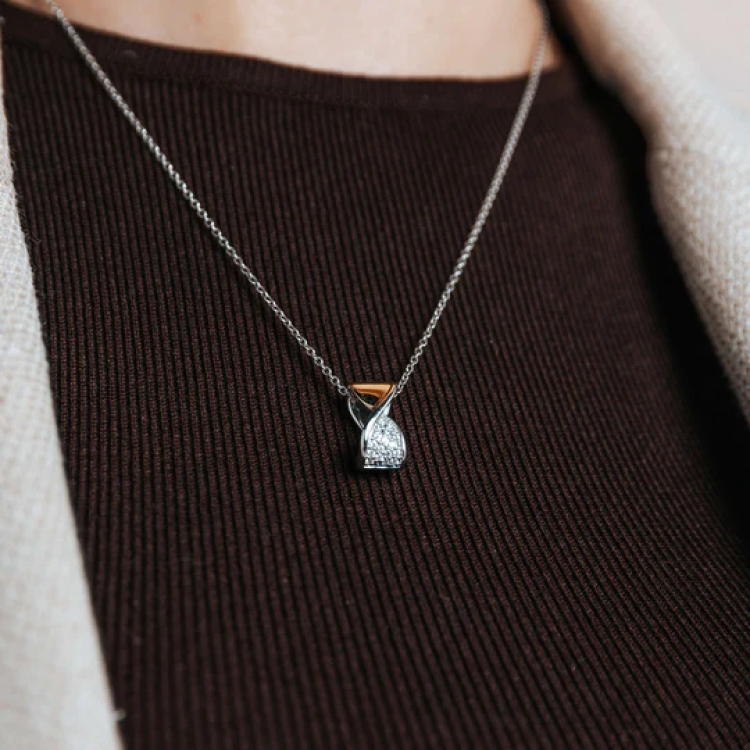 TI SENTO MILANO Two Tone Hoop Necklace with Zircon in Silver 925
