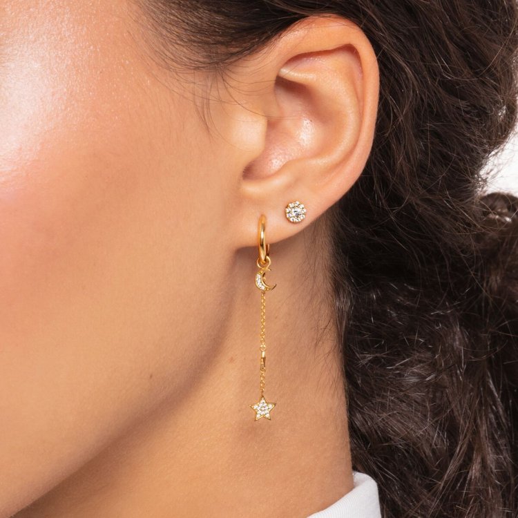 THOMAS SABO Hoop Earrings with Dangling Half Moon Charm