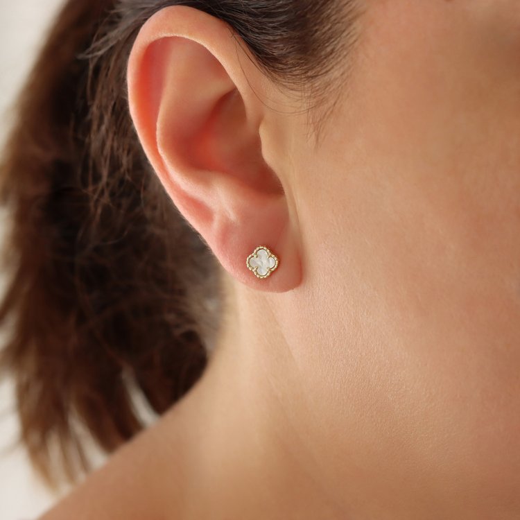 Σκουλαρίκια σε Κίτρινο Χρυσό 14Κ με Φίλντισι