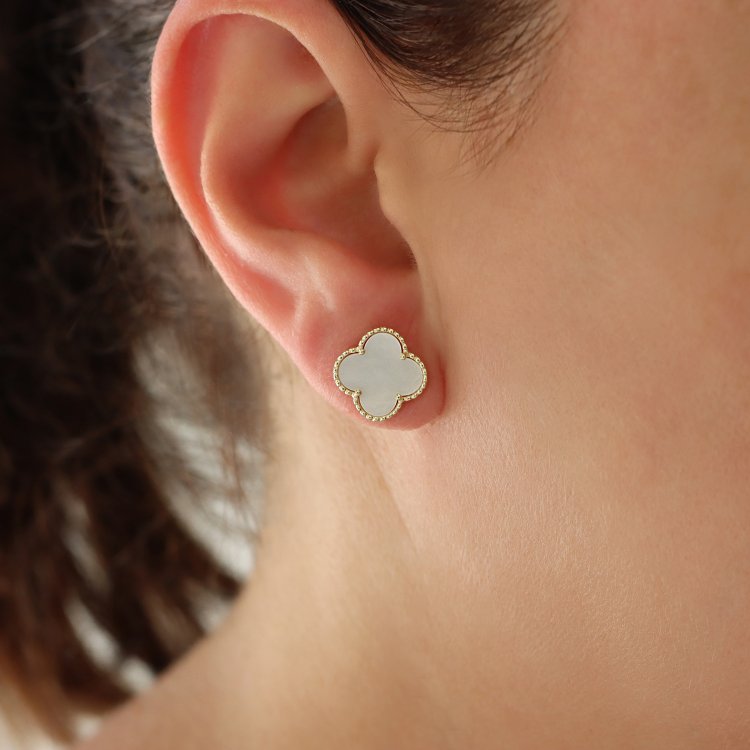 Σκουλαρίκια σε Κίτρινο Χρυσό 14Κ με Φίλντισι