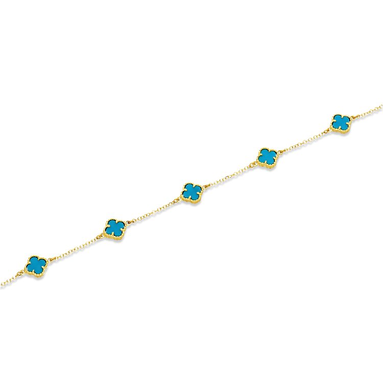 Βραχιόλι σε Κίτρινο Χρυσό 14Κ με Τυρκουάζ