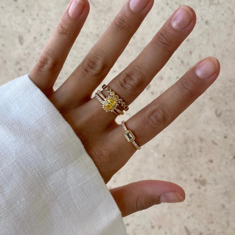 24KAE Ring with Colored Stones