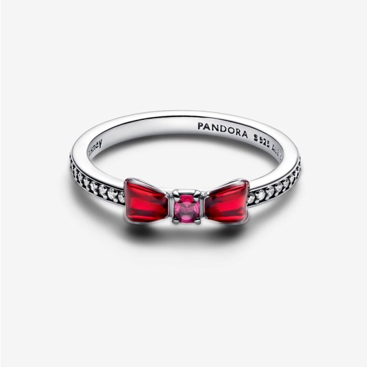 PANDORA x DISNEY Δαχτυλίδι με Κόκκινο Φιόγκο Χιονάτης της Disney
