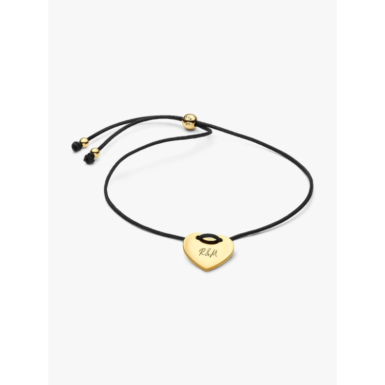 PANDORA ΜΟΜΕΝΤS Βραχιόλι με Μαύρο Κορδόνι και Καρδιά με Δυνατότητα Εγχάραξης