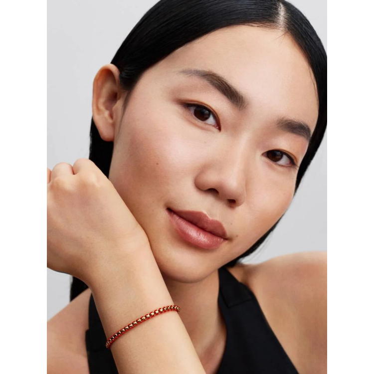 PANDORA MOMENTS Βραχιόλι με Aλυσίδα-Φίδι και Κόκκινο Κορδόνι