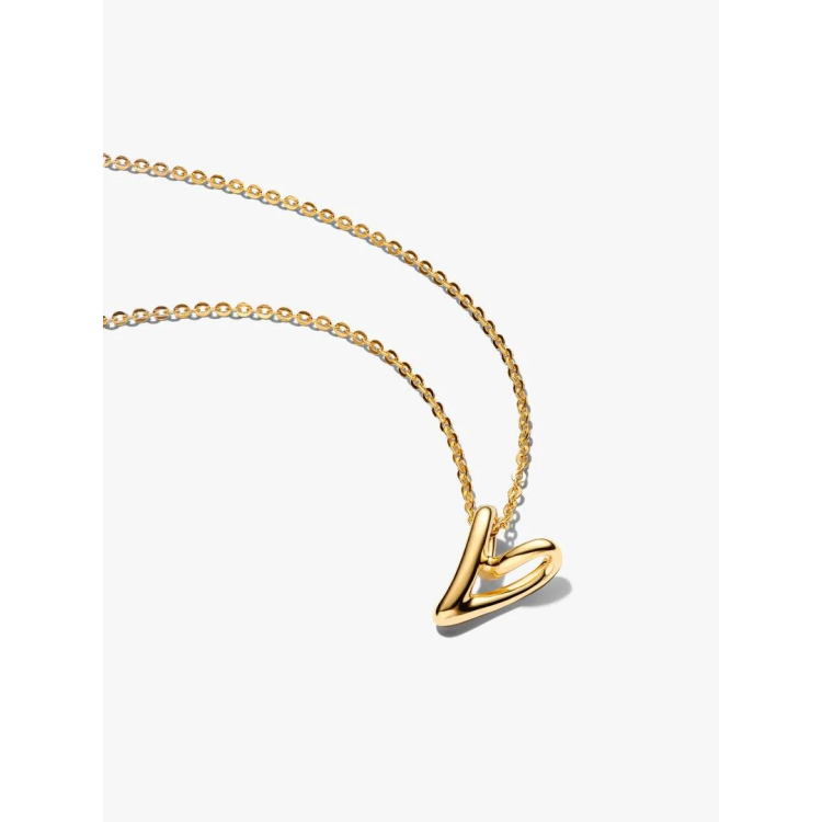 PANDORA MOMENTS Κολιέ με Mικρό Kρεμαστό σε Σχήμα Καρδιάς Ακανόνιστου Σχήματος